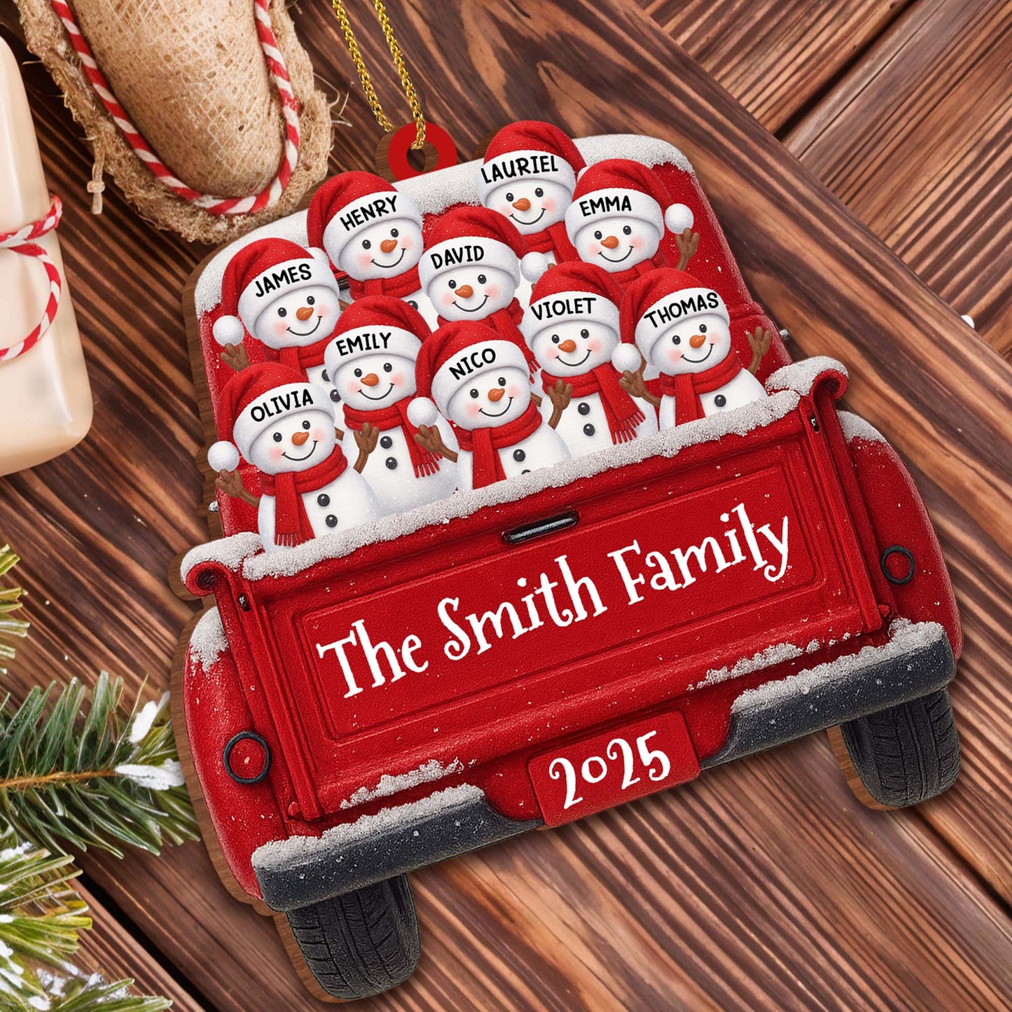 Celebrate Family Joy And Warmth With Snowmen In A Red Truck
