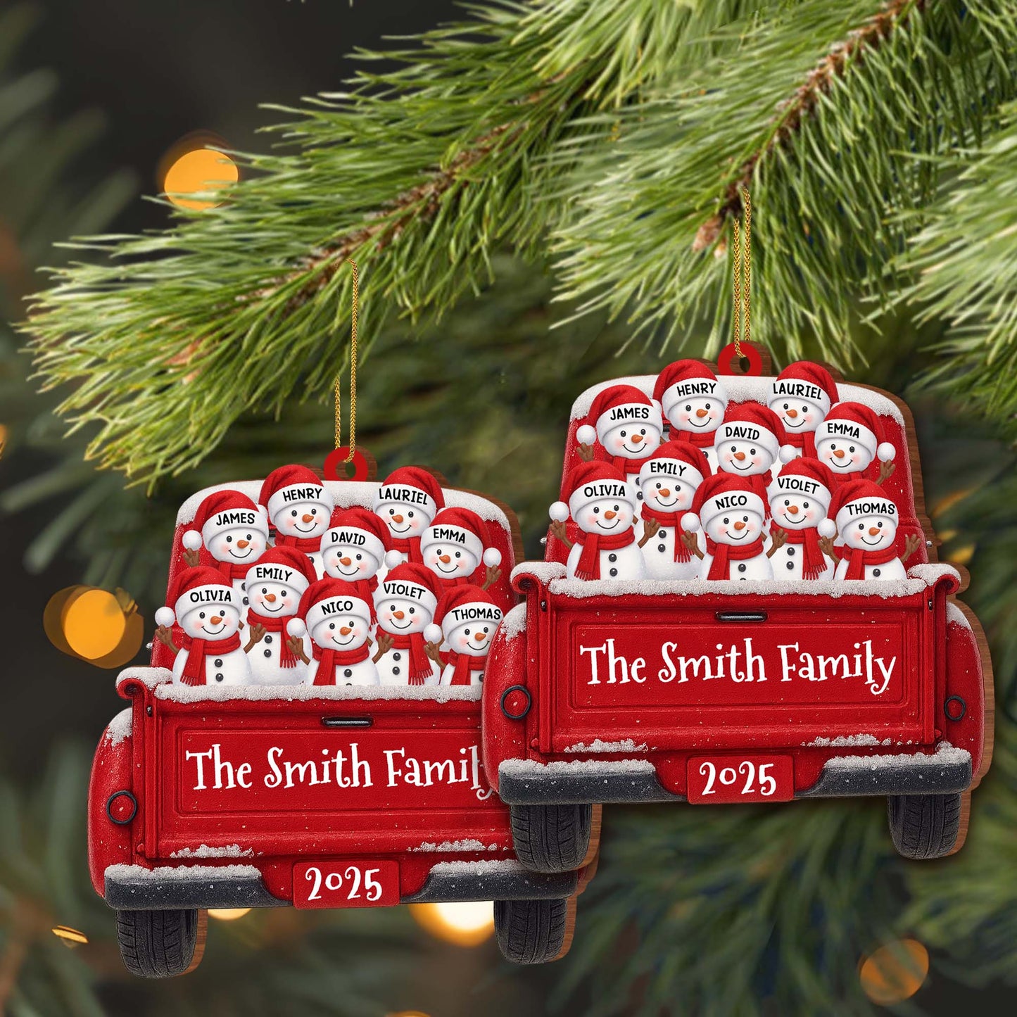 Celebrate Family Joy And Warmth With Snowmen In A Red Truck