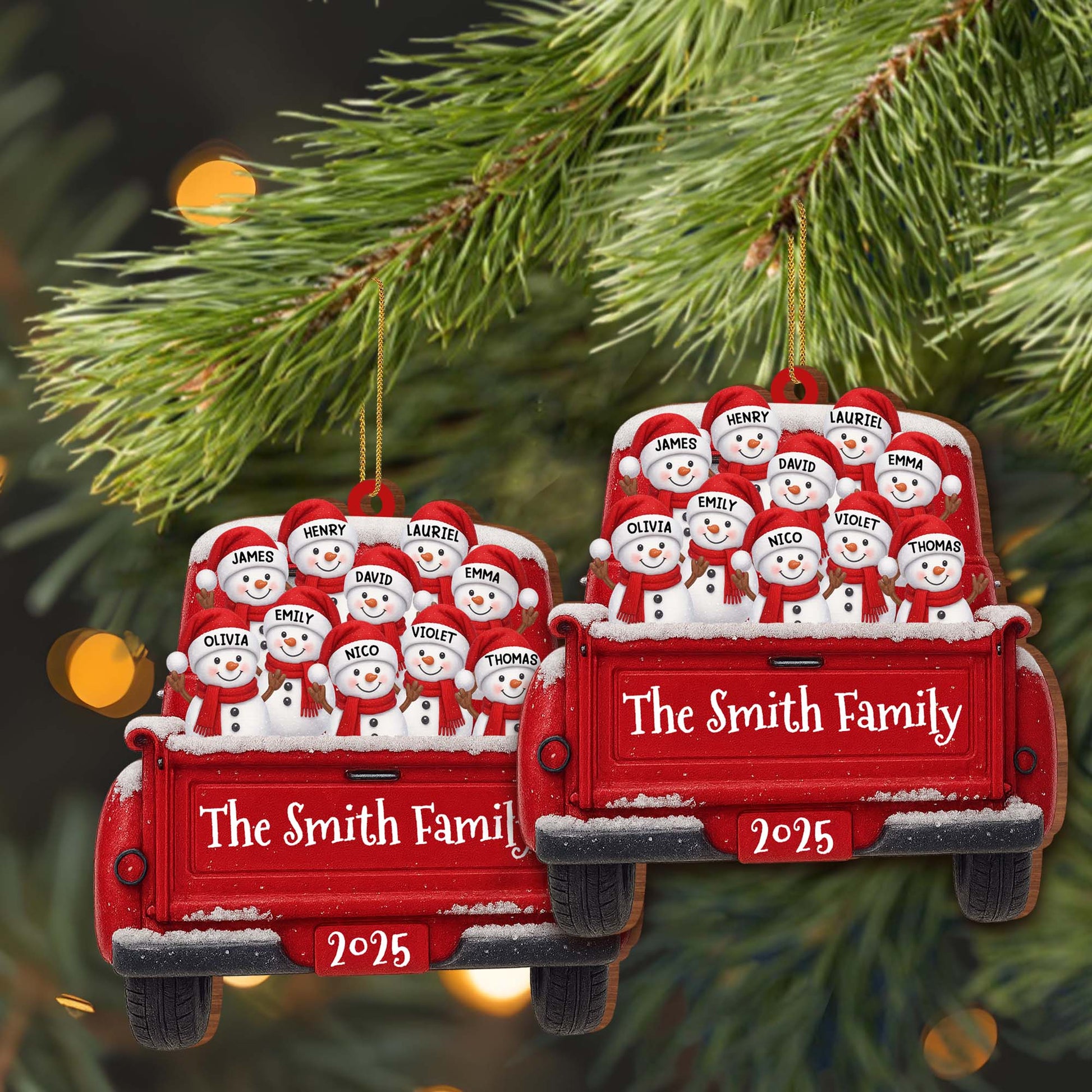 Celebrate Family Joy And Warmth With Snowmen In A Red Truck