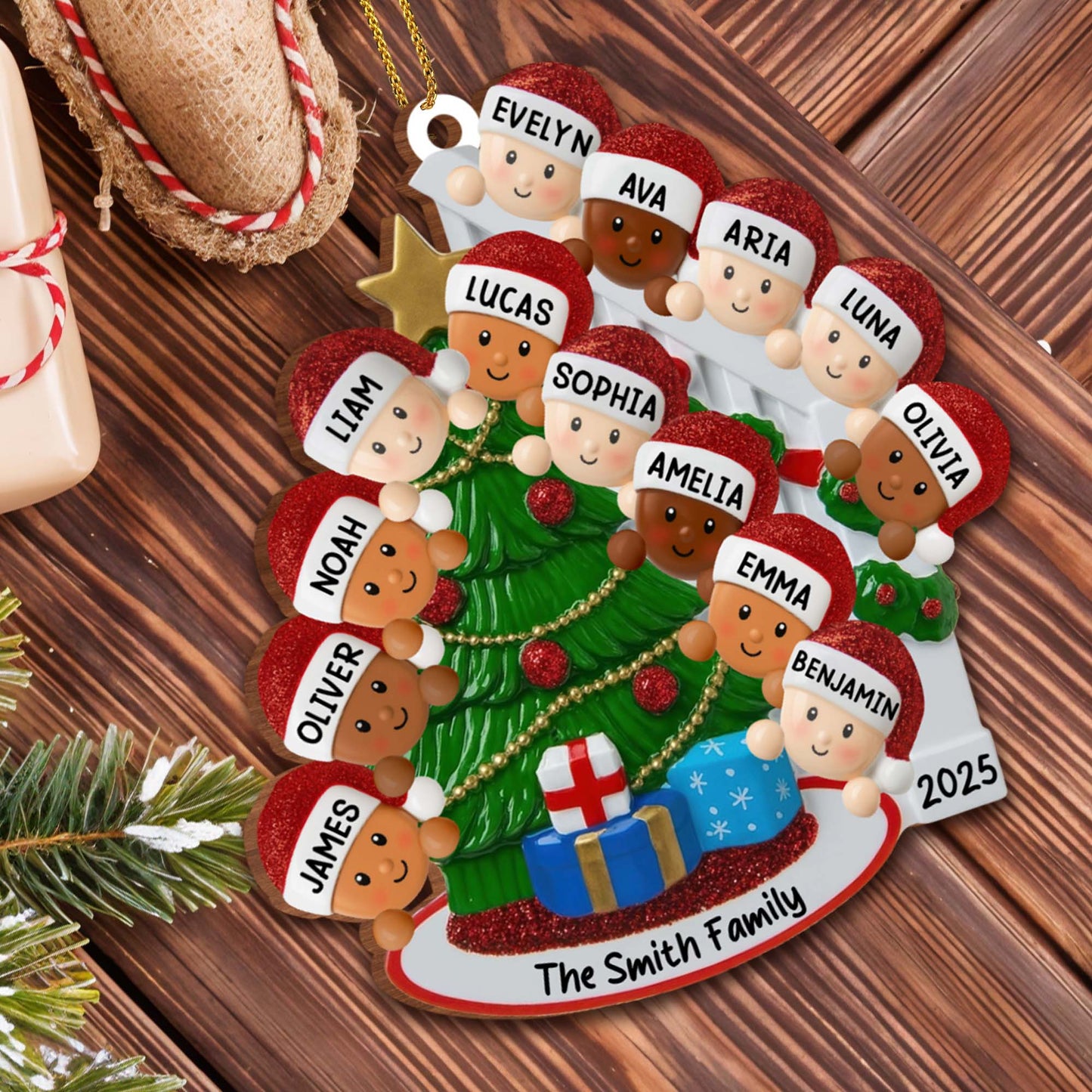 Customizable Family Christmas Tree Ornament