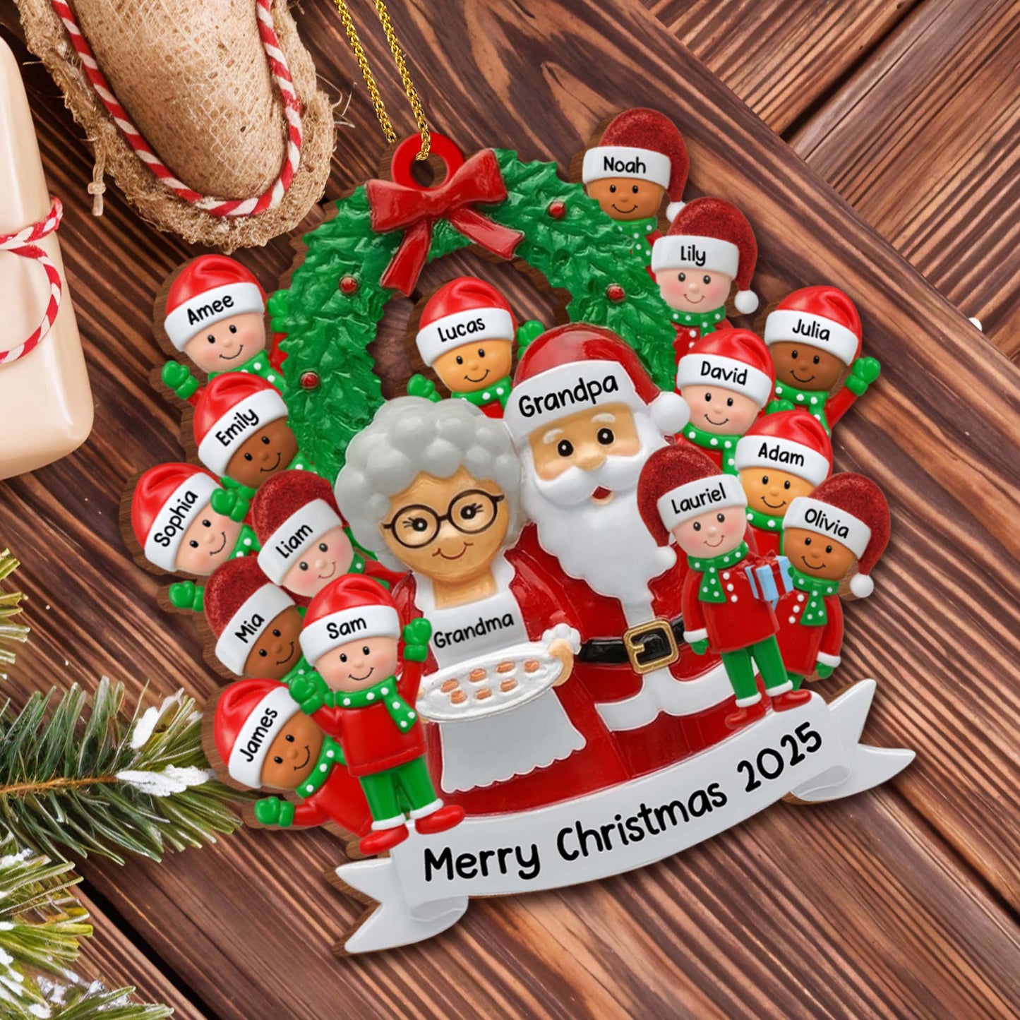 Merry Christmas With Santa Claus and Family Characters