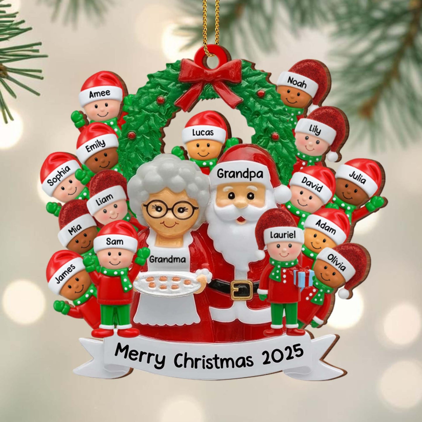 Merry Christmas With Santa Claus and Family Characters
