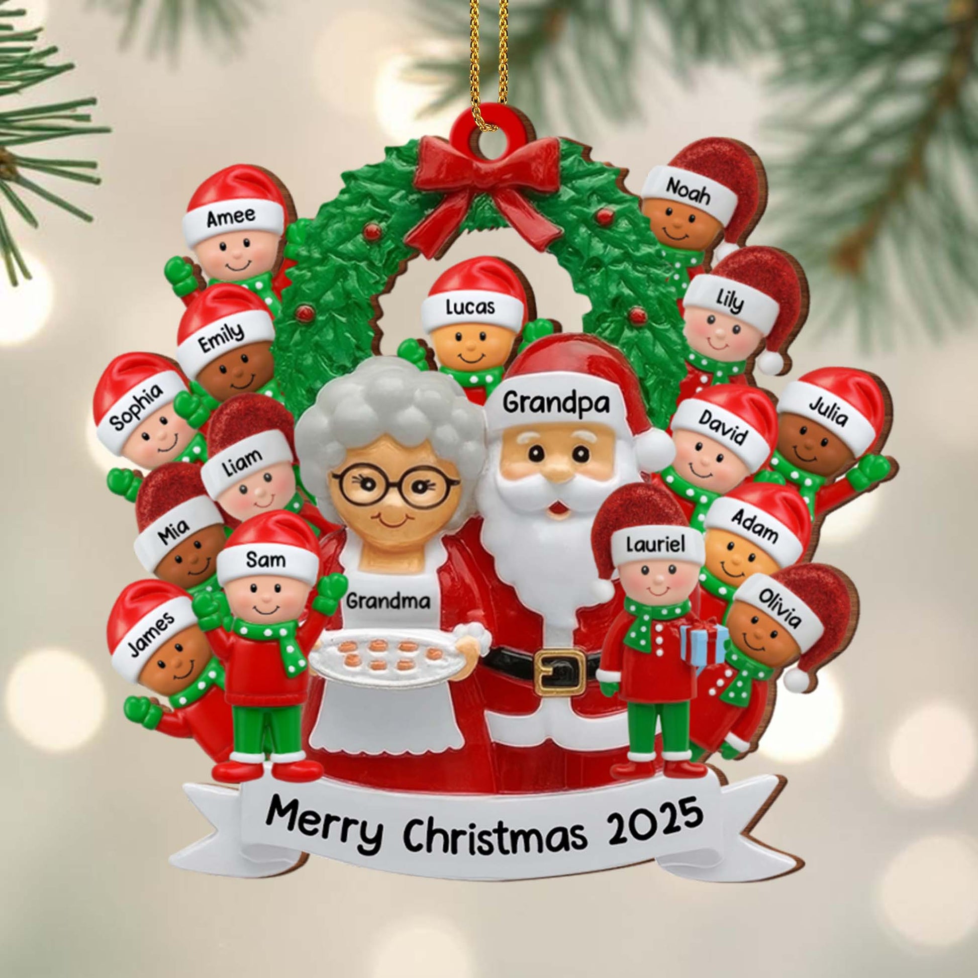 Merry Christmas With Santa Claus and Family Characters