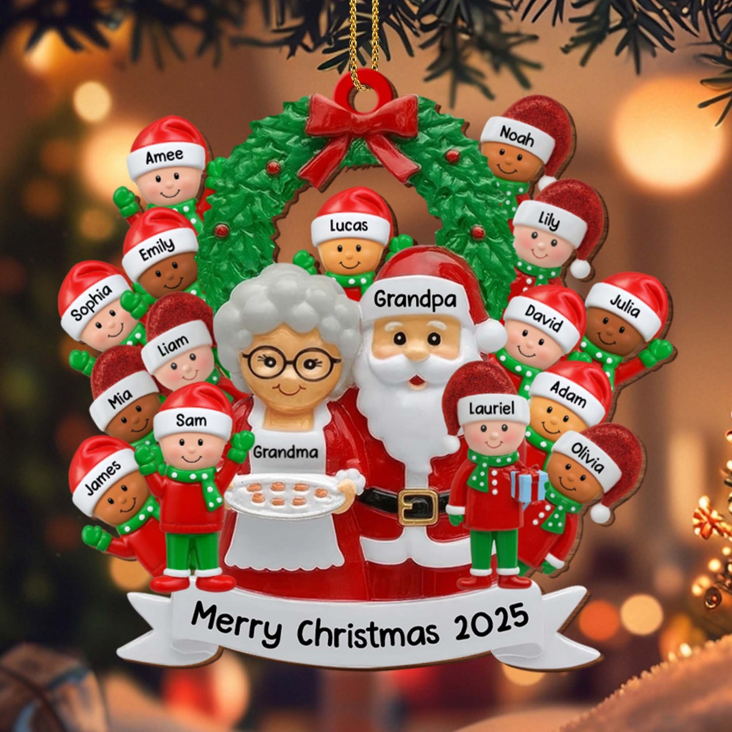 Merry Christmas With Santa Claus and Family Characters