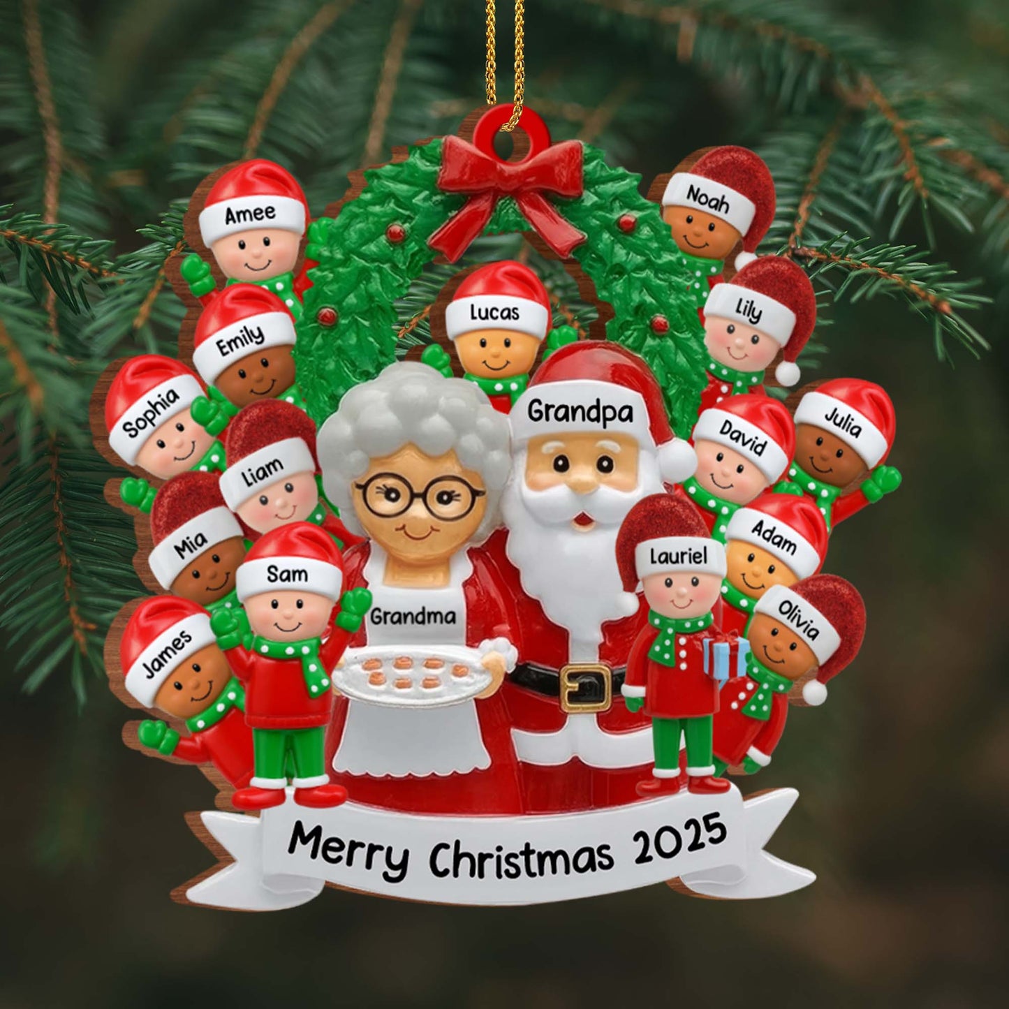 Merry Christmas With Santa Claus and Family Characters