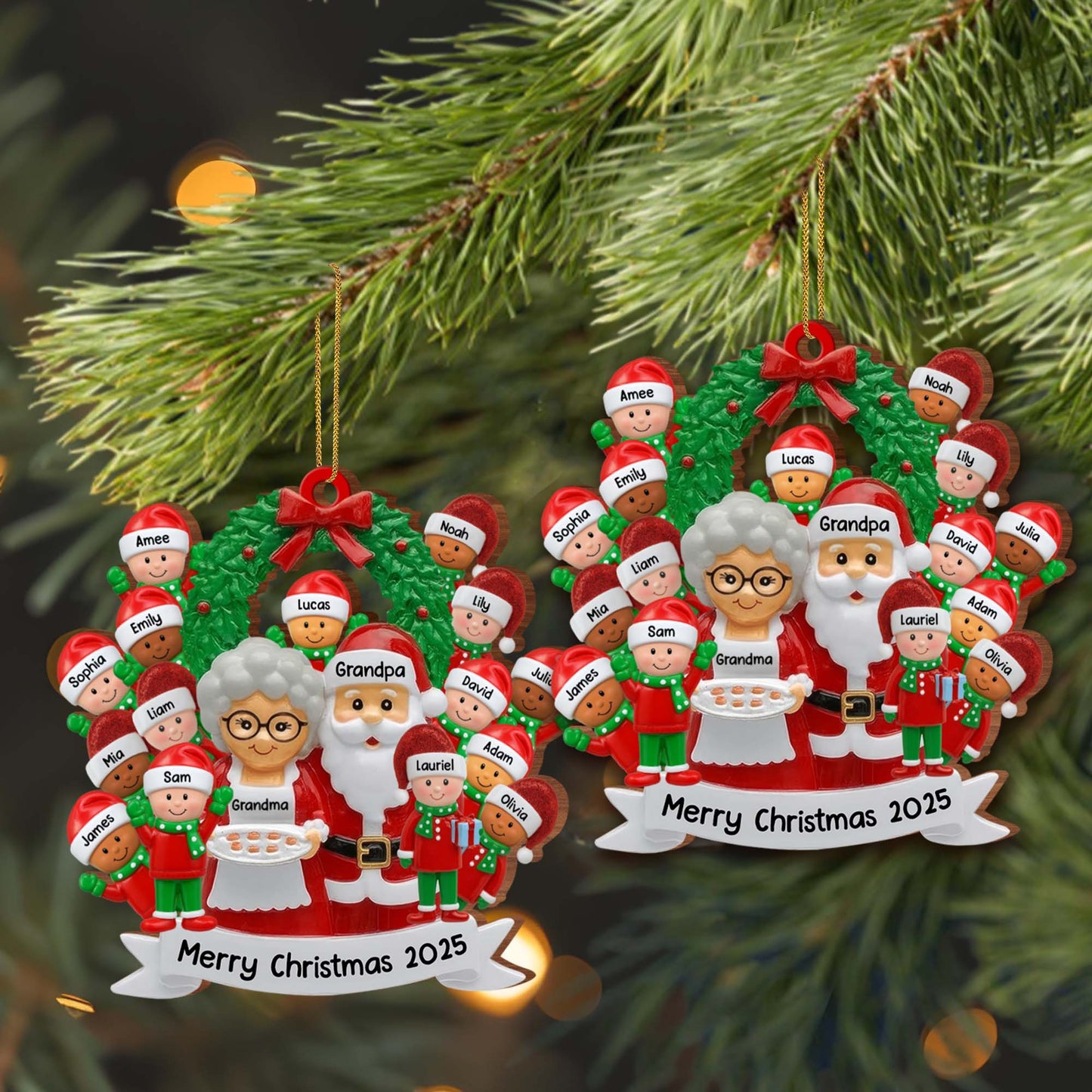 Merry Christmas With Santa Claus and Family Characters