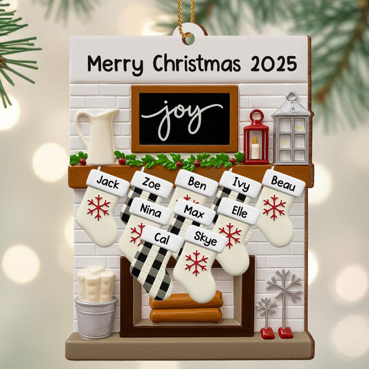 Medias y farol navideños - Adorno de madera personalizado, forma personalizada - FAM423_WDO