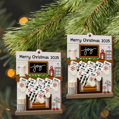 Medias y farol navideños - Adorno de madera personalizado, forma personalizada - FAM423_WDO