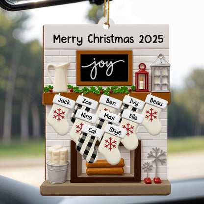 Medias y farol navideños - Adorno de madera personalizado, forma personalizada - FAM423_WDO