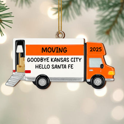 Moving Goodbye [City] Hello [City] Ornament