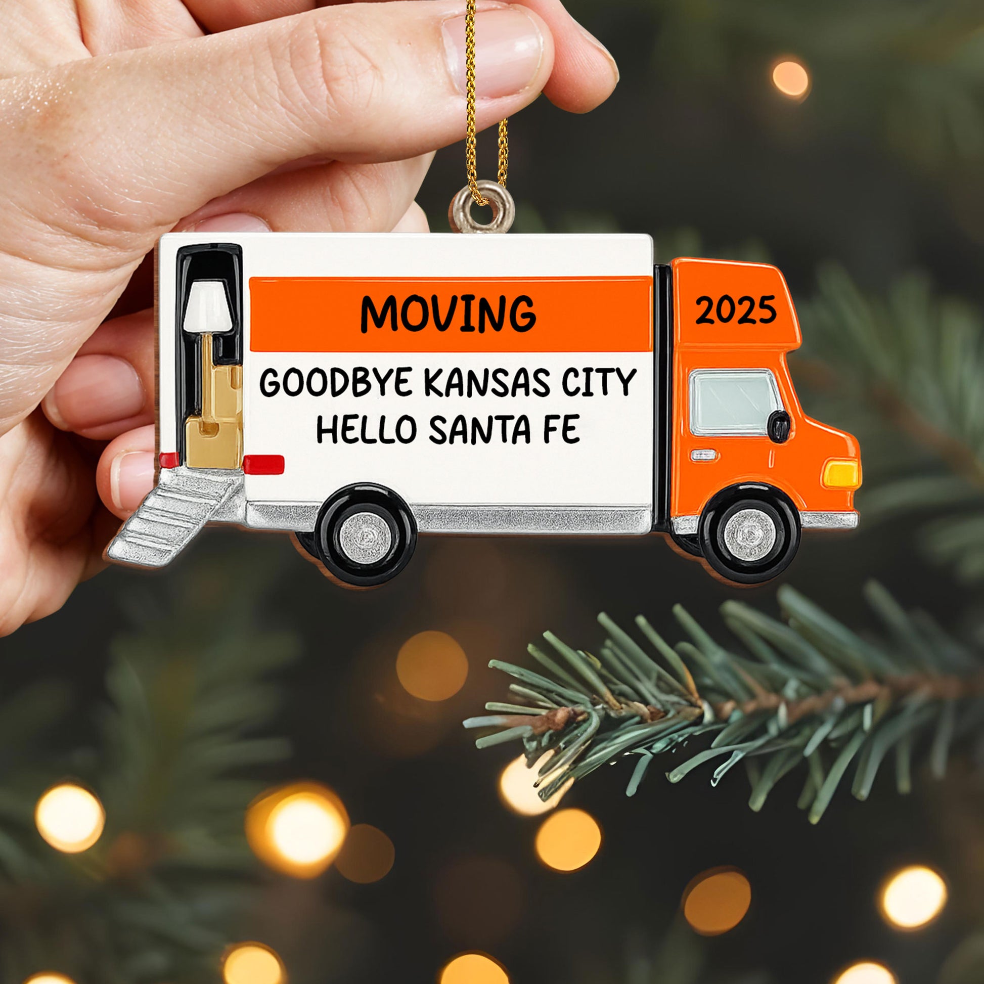 Moving Goodbye [City] Hello [City] Ornament