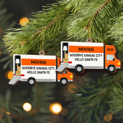 Moving Goodbye [City] Hello [City] Ornament