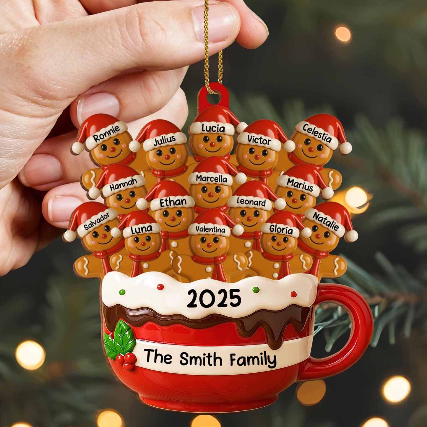Customizable Family Hot Cocoa Mug With Festive Elves
