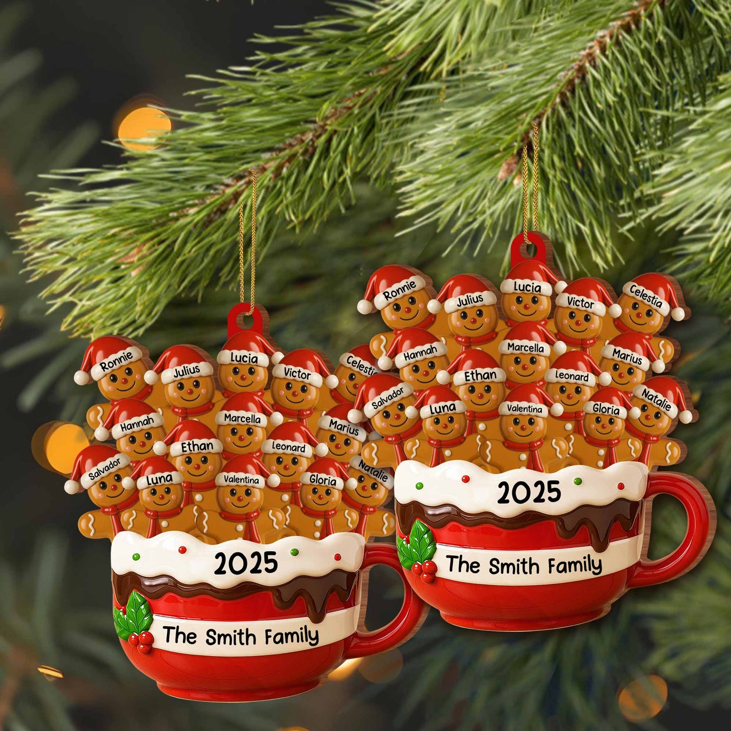 Customizable Family Hot Cocoa Mug With Festive Elves