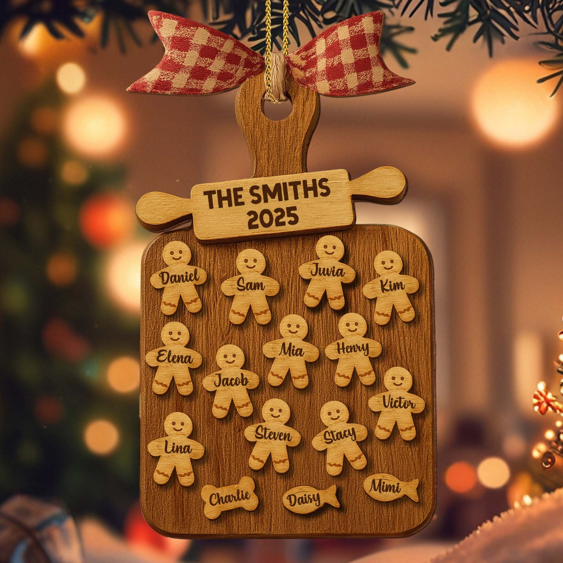 Celebrate Your Family With Gingerbread Figures Ornament