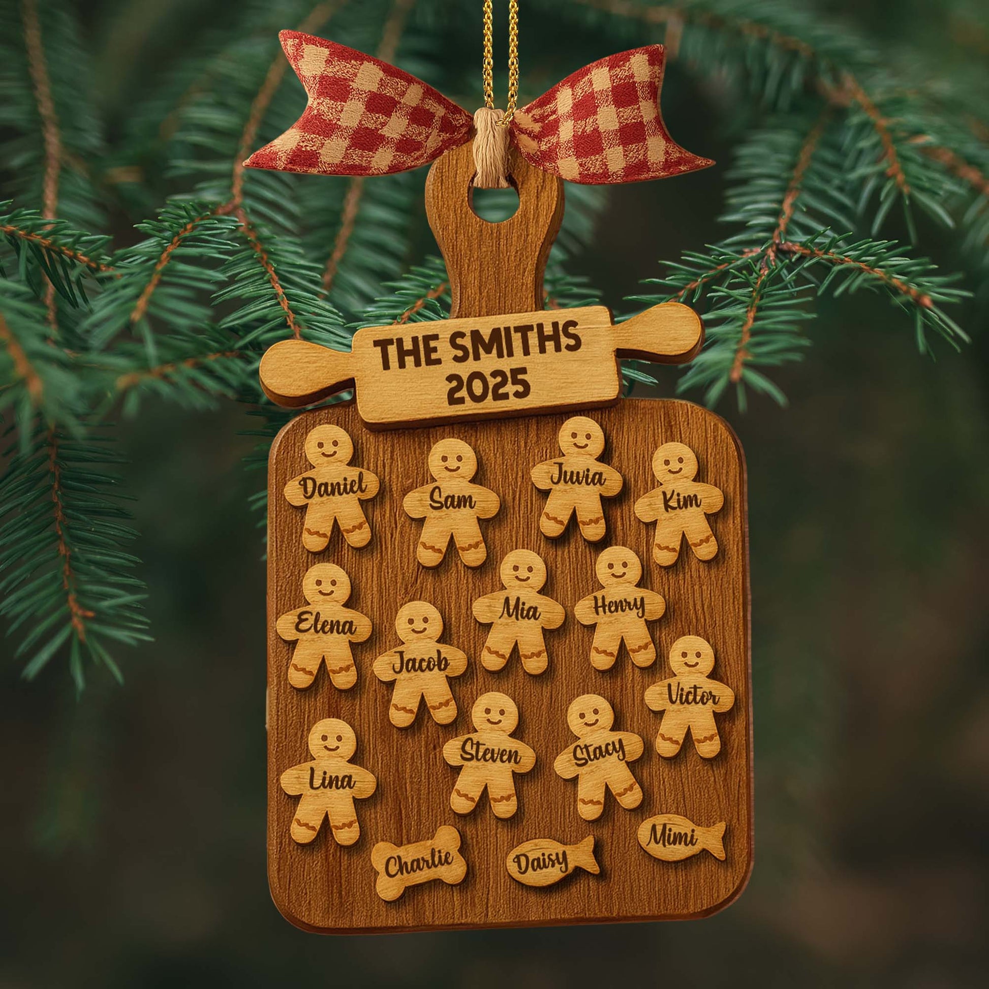 Celebrate Your Family With Gingerbread Figures Ornament