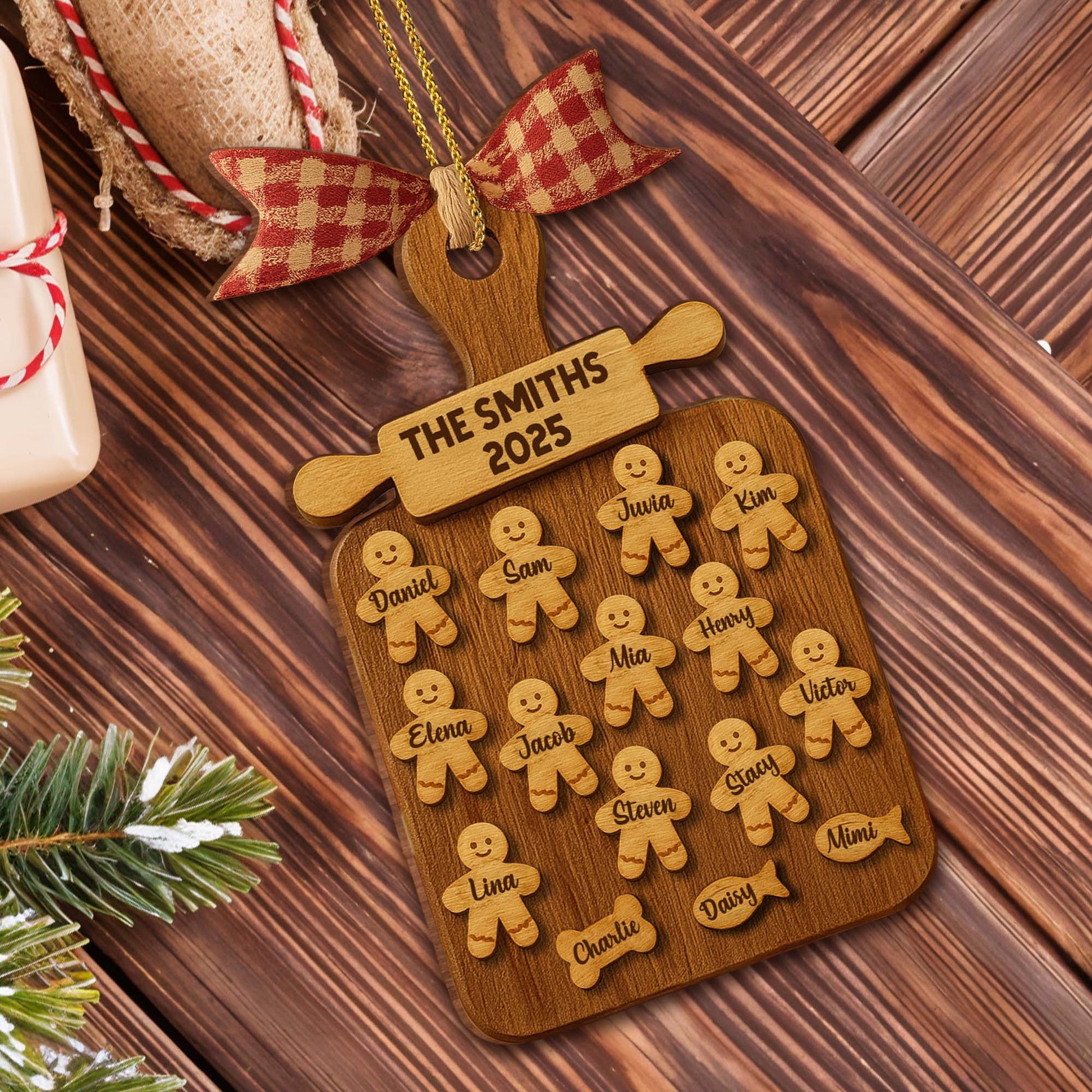 Celebrate Your Family With Gingerbread Figures Ornament