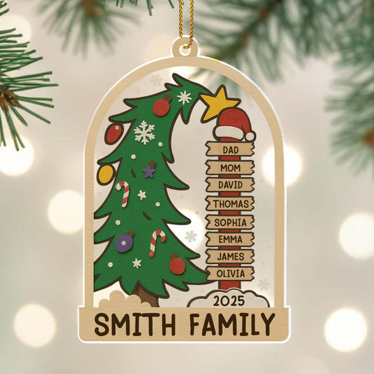 Célébrer les fêtes en famille, avec le sapin et les décorations – Décoration acrylique personnalisée, cadeau de Noël – FAM431_ACO