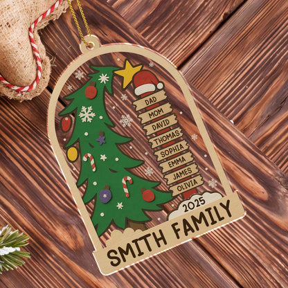 Celebrando las fiestas en familia, árbol de Navidad y adornos - Adorno acrílico personalizado, regalo de Navidad - FAM431_ACO