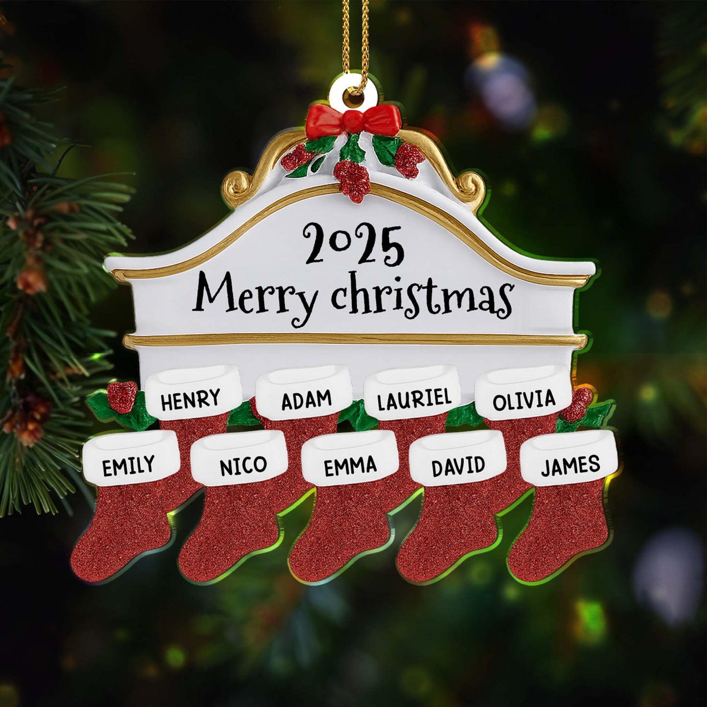 Merry Christmas Stockings And Holly Design