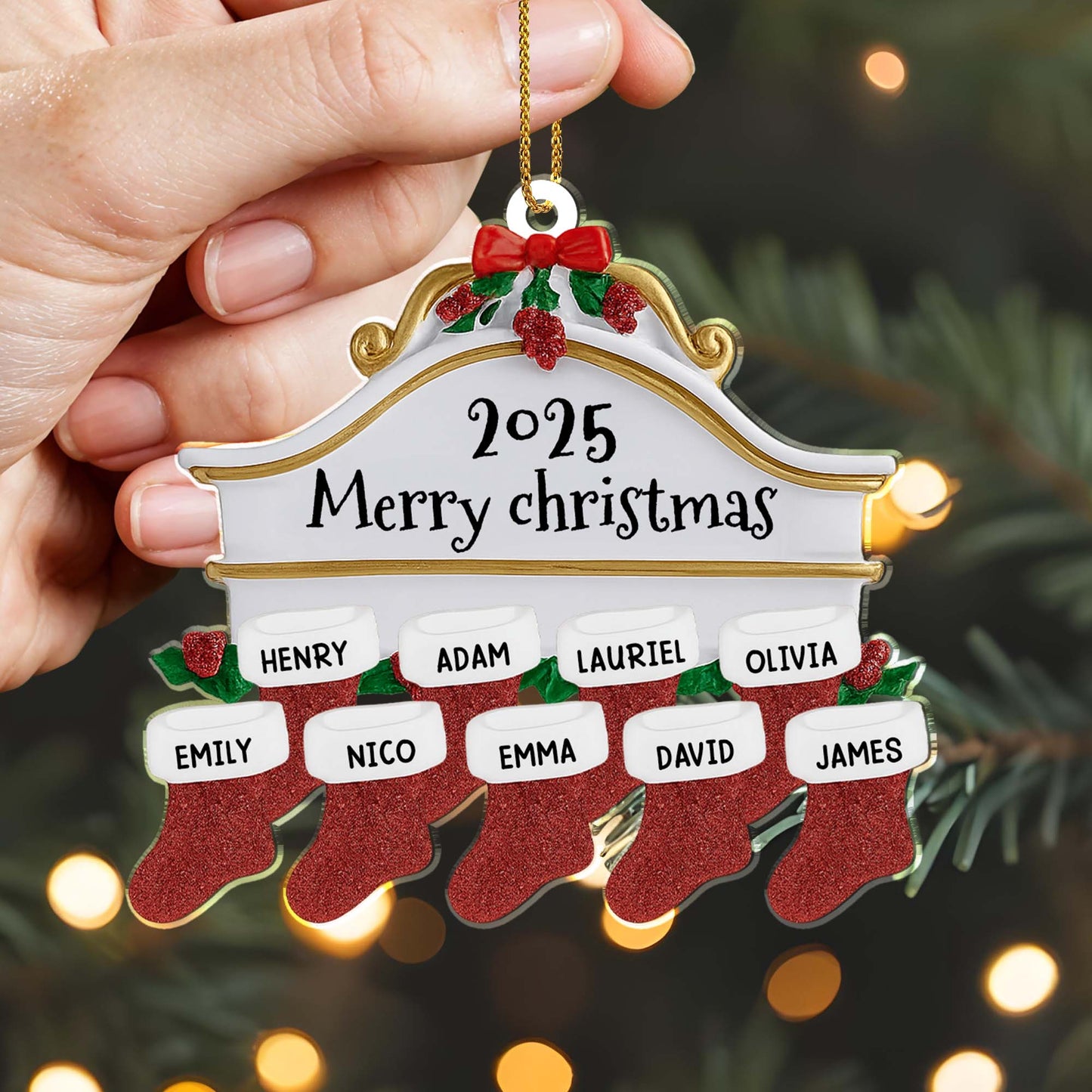 Merry Christmas Stockings And Holly Design