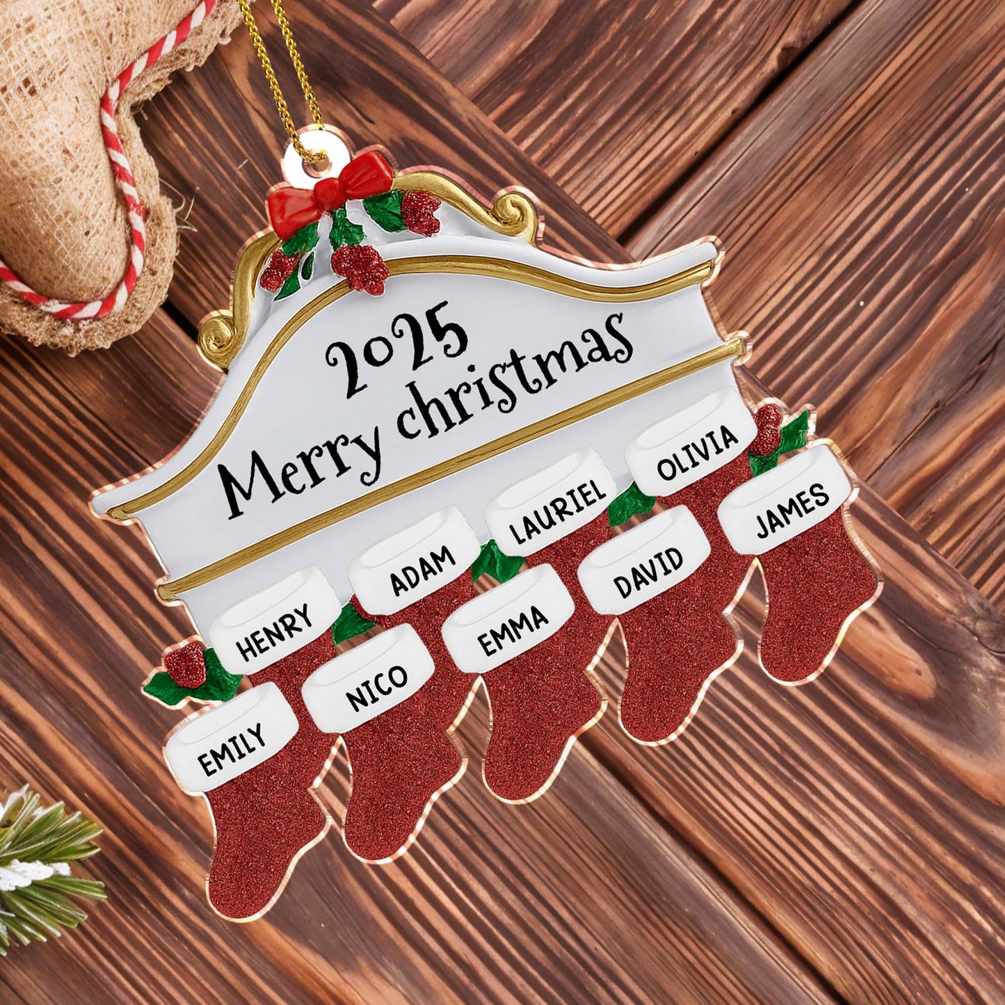 Merry Christmas Stockings And Holly Design