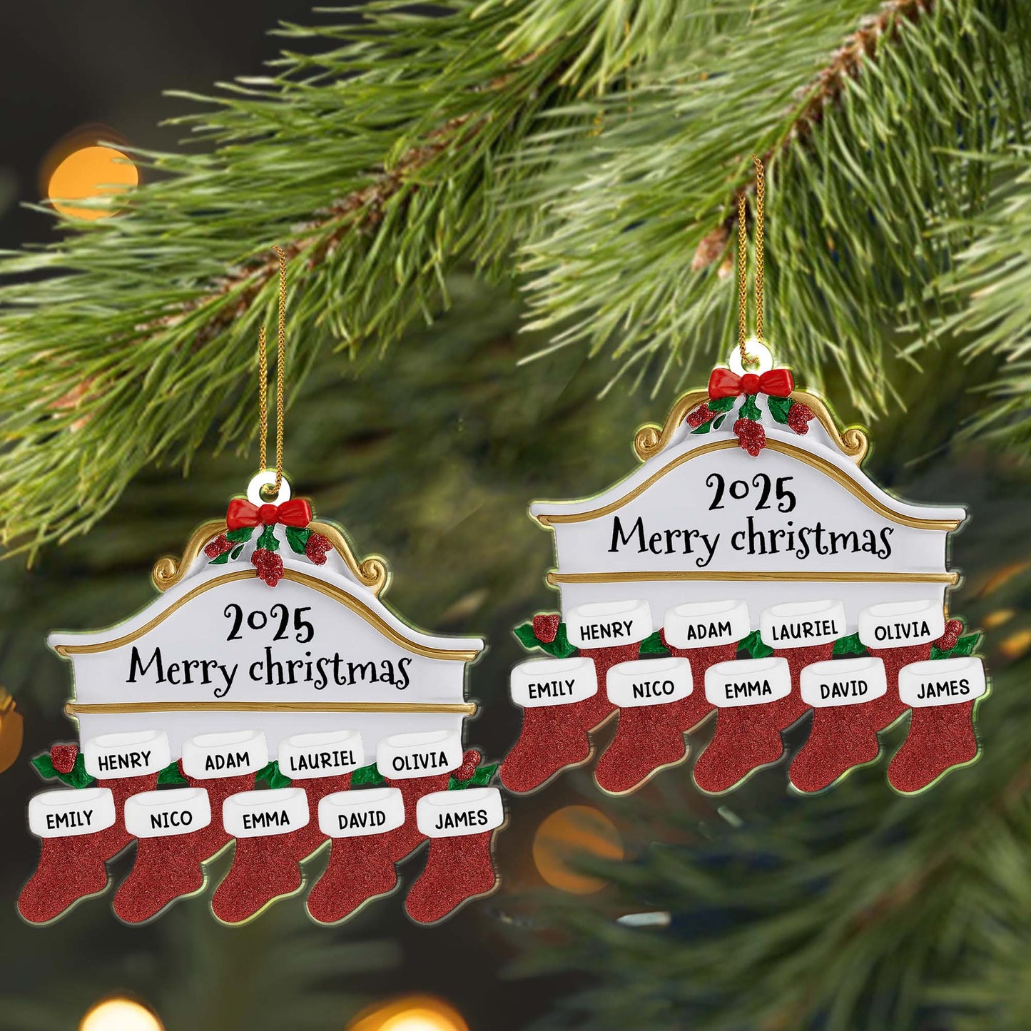 Merry Christmas Stockings And Holly Design