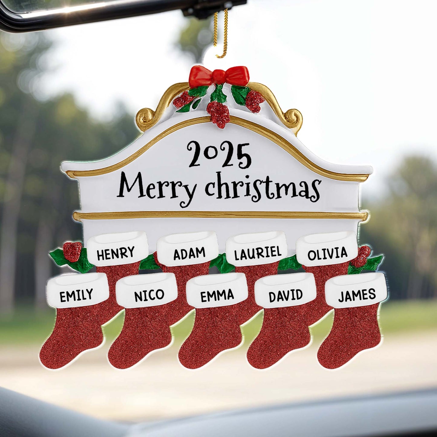 Merry Christmas Stockings And Holly Design