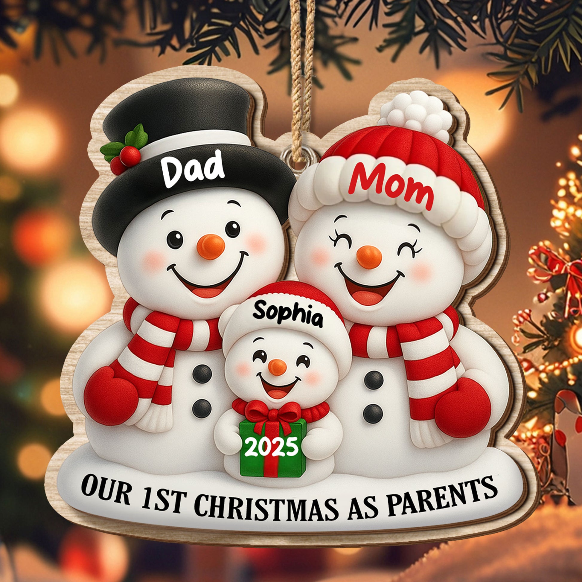 Our 1st Christmas As Parents With Snowmen And Gift