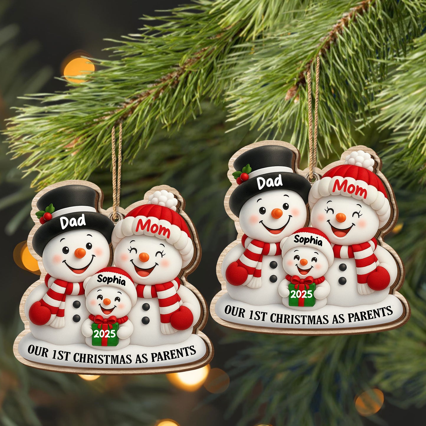 Our 1st Christmas As Parents With Snowmen And Gift