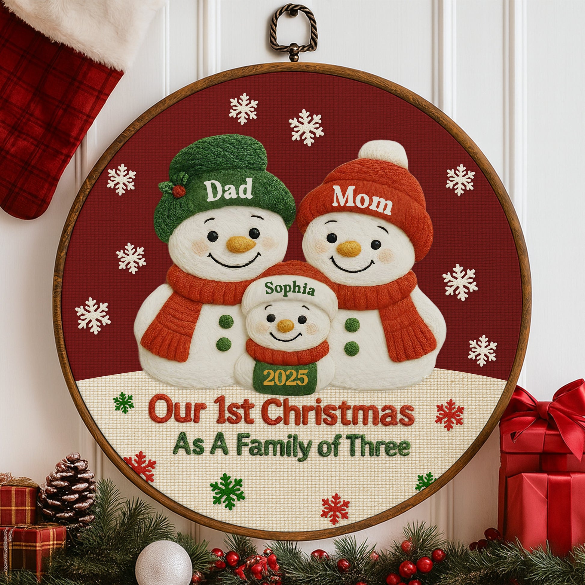 Our 1st Christmas As A Family of Three, Snowmen and Snowflakes