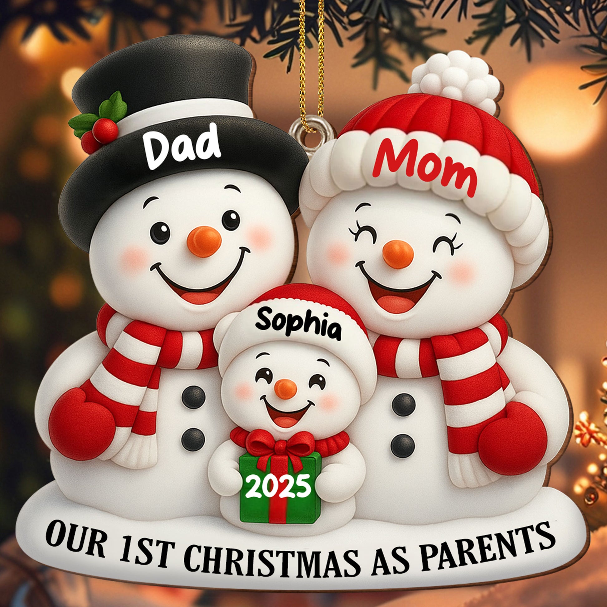Our 1st Christmas As Parents Snowmen Ornament