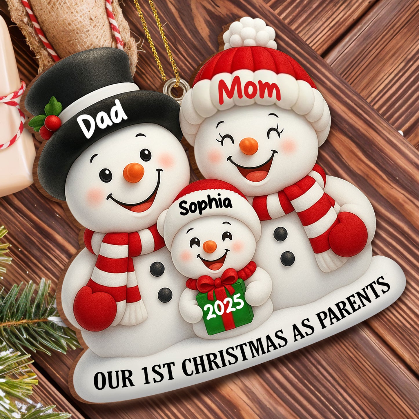 Our 1st Christmas As Parents Snowmen Ornament