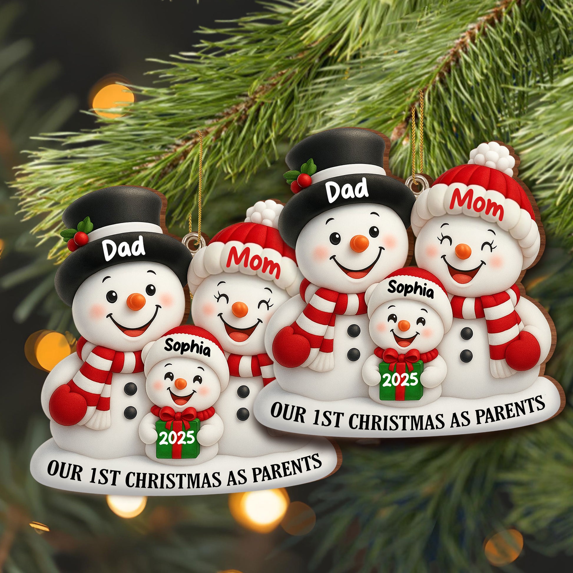 Our 1st Christmas As Parents Snowmen Ornament