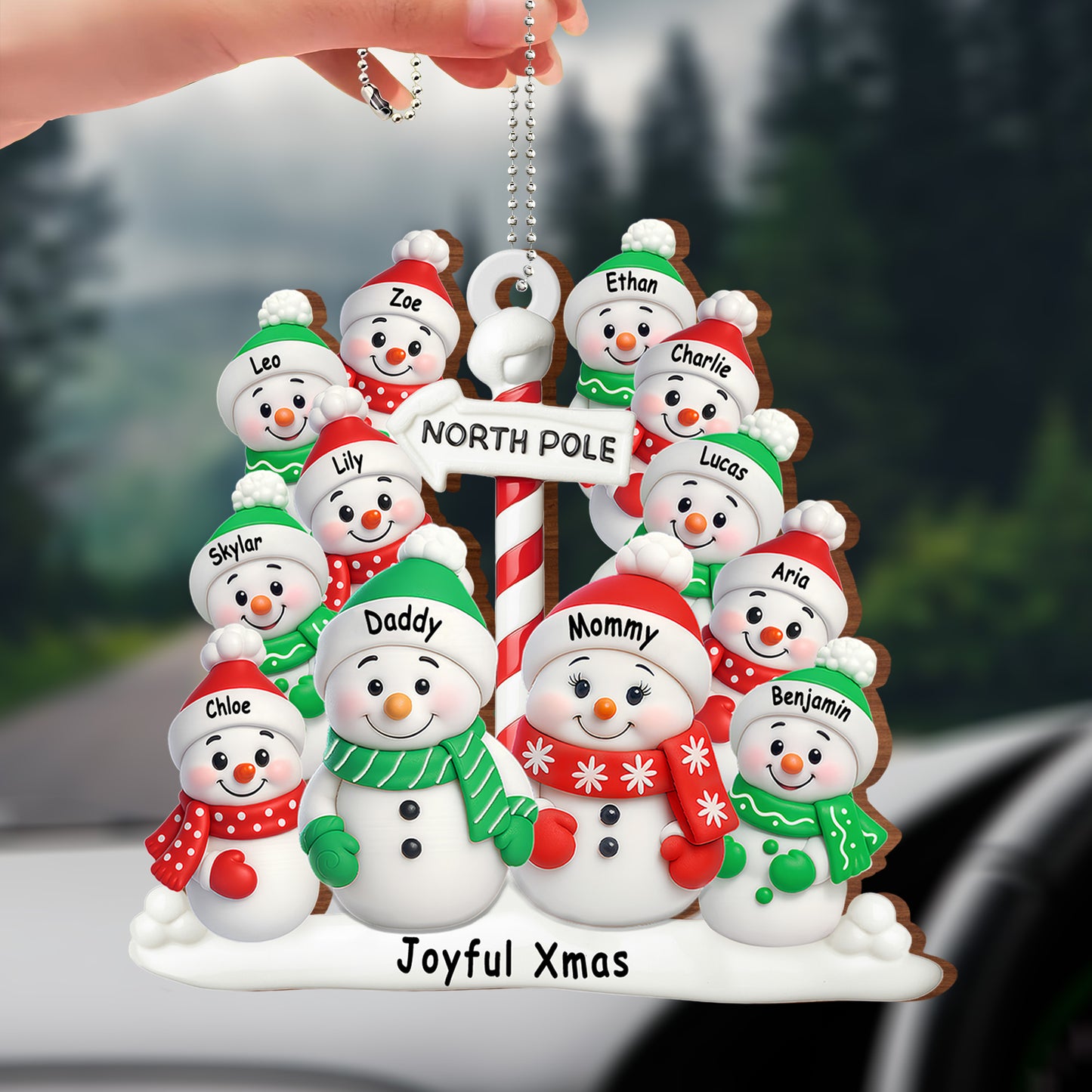 Joyful Xmas With Snowmen And North Pole Sign