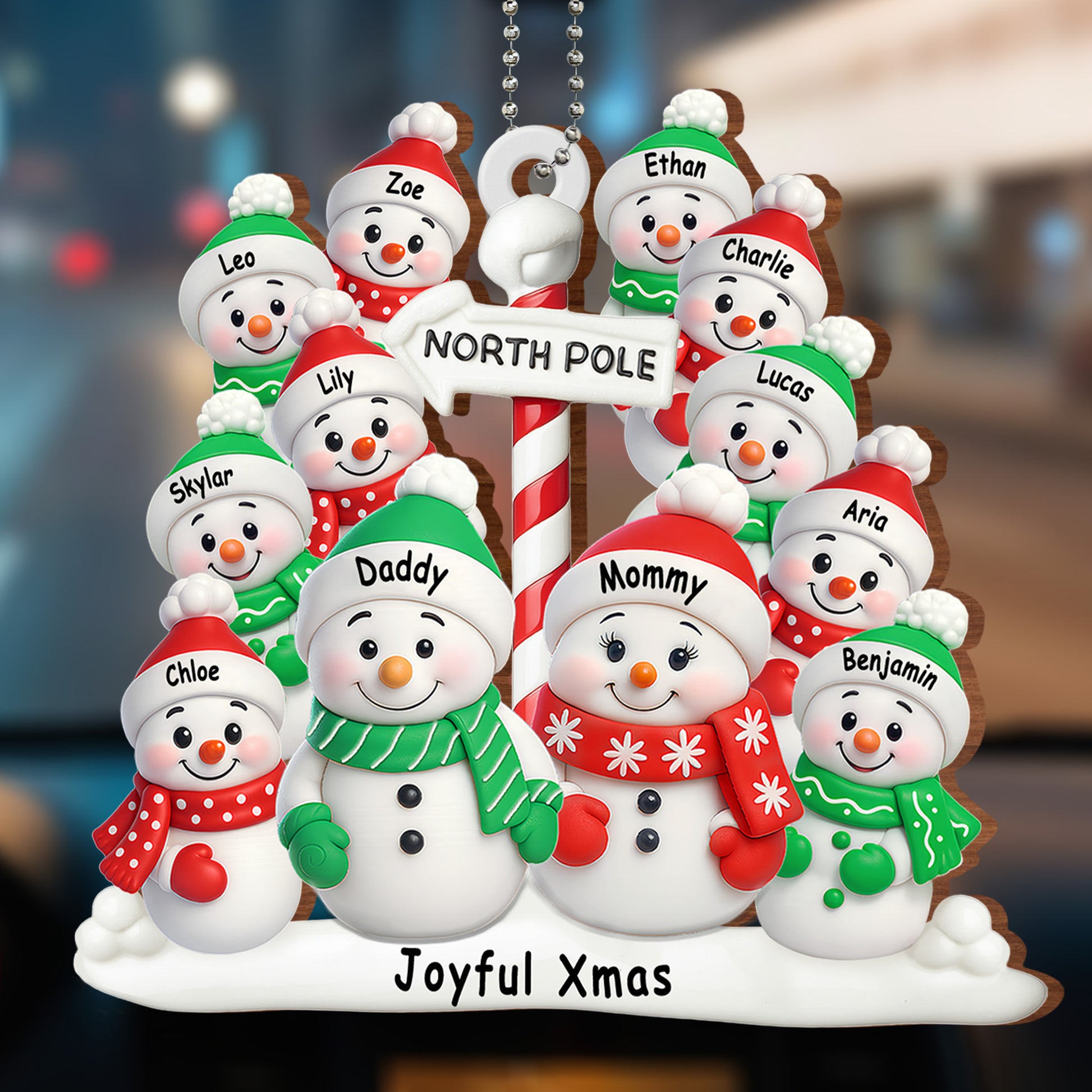 Joyful Xmas With Snowmen And North Pole Sign