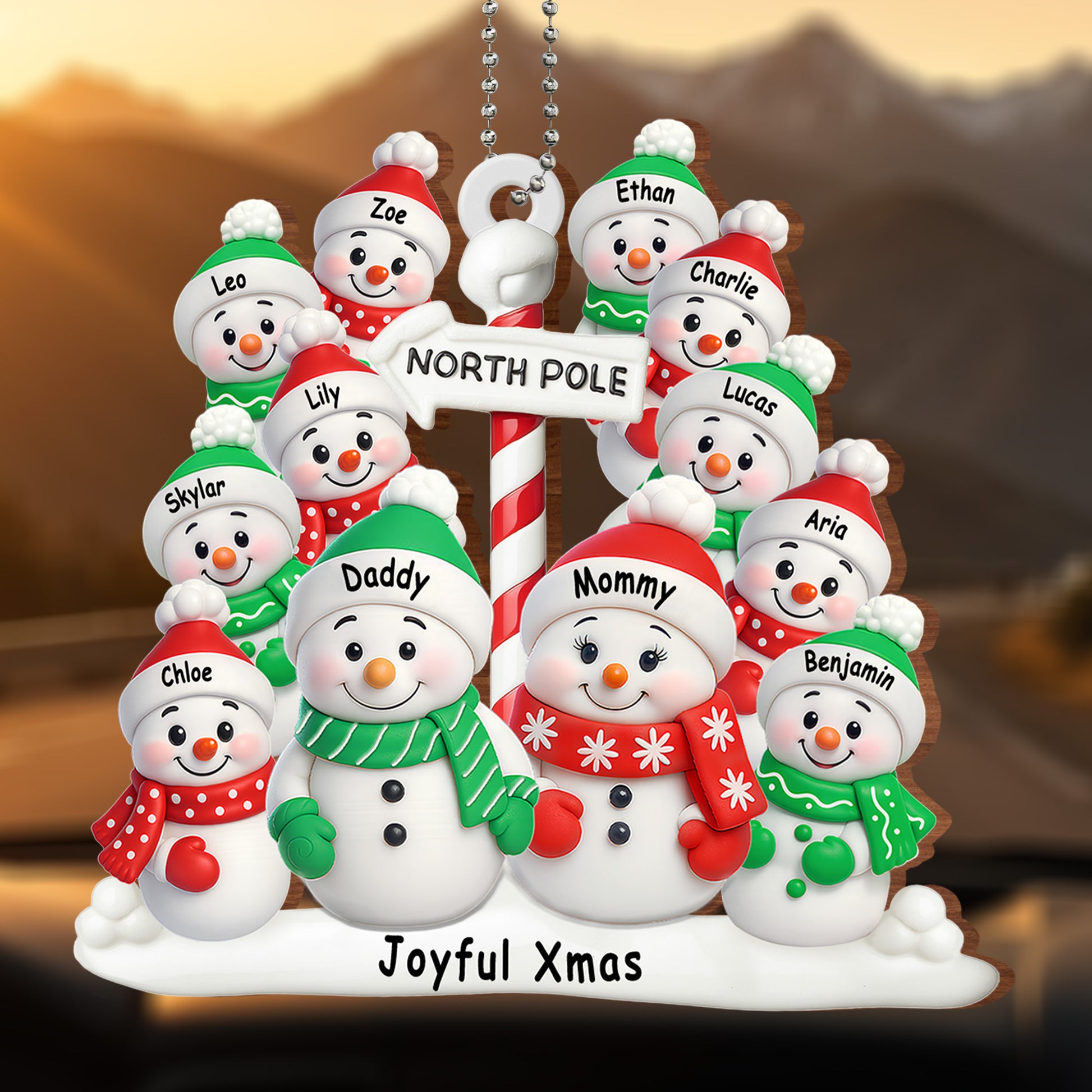 Joyful Xmas With Snowmen And North Pole Sign