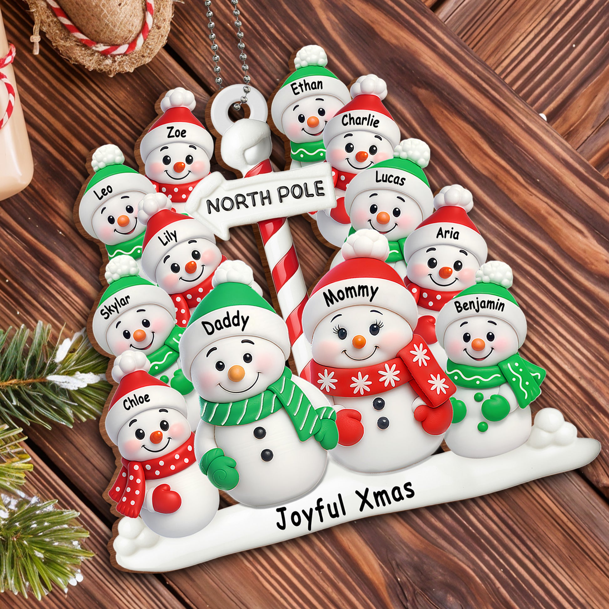 Joyful Xmas With Snowmen And North Pole Sign