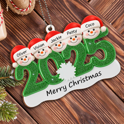 Merry Christmas Snowman Family Ornament