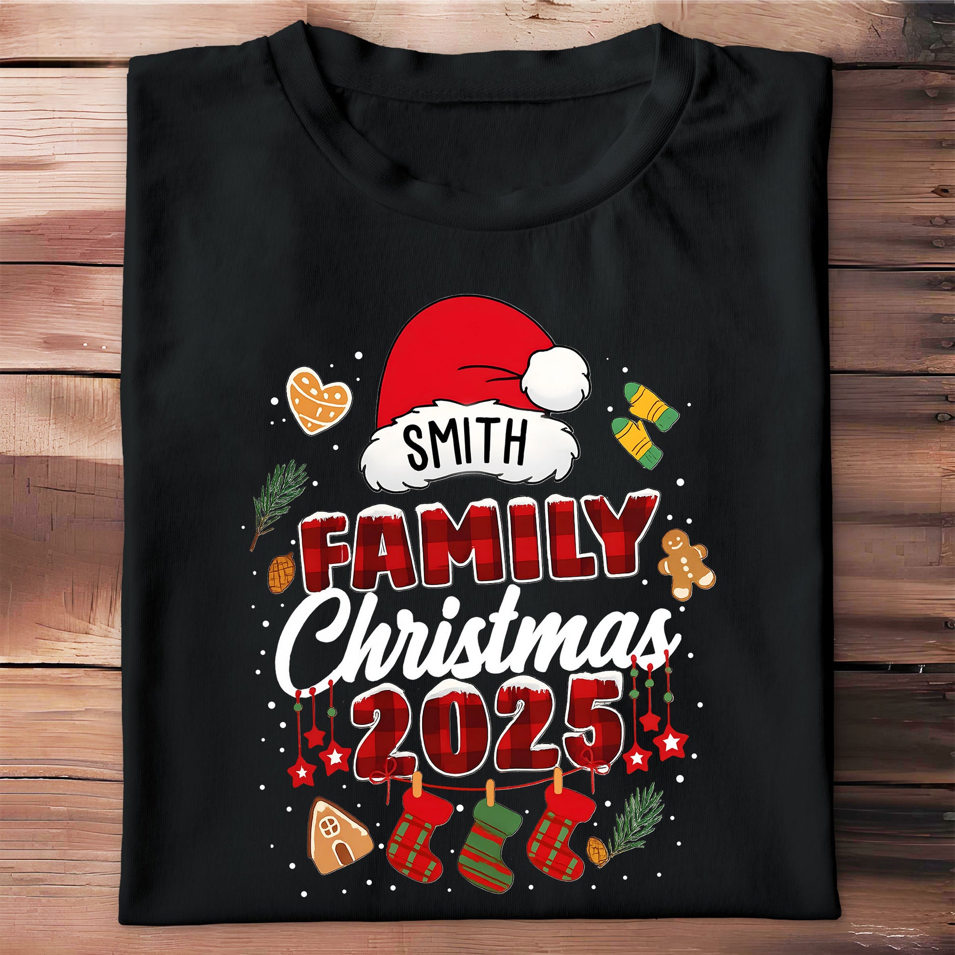 Smith Family Christmas Santa Hats and Stockings