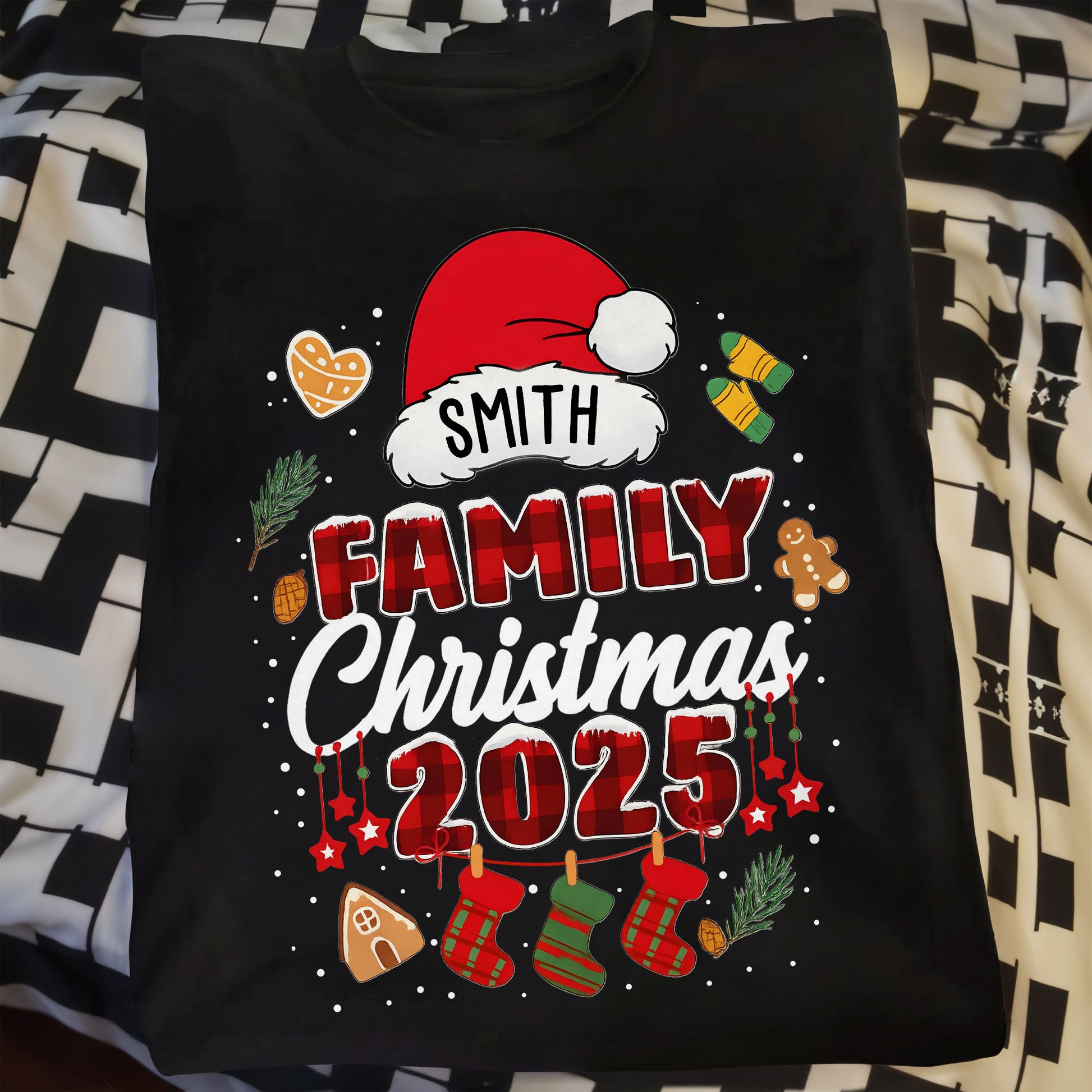 Smith Family Christmas Santa Hats and Stockings