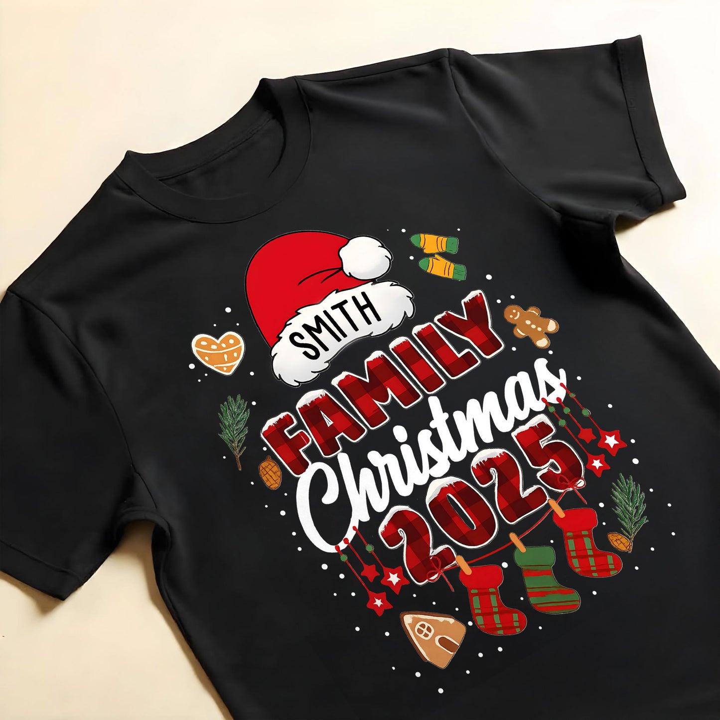 Smith Family Christmas Santa Hats and Stockings