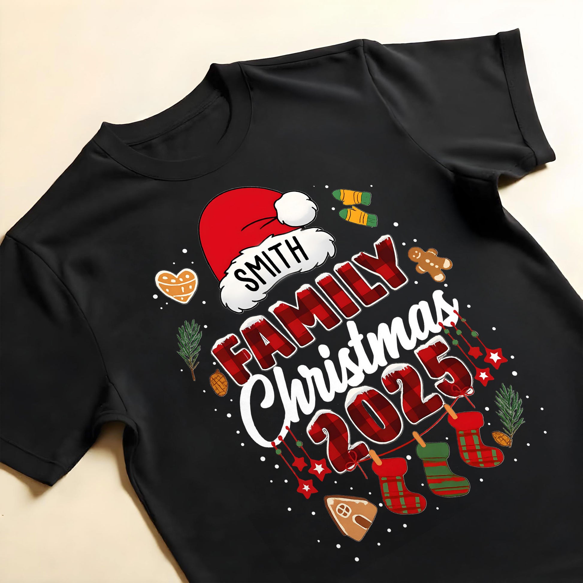 Smith Family Christmas Santa Hats and Stockings