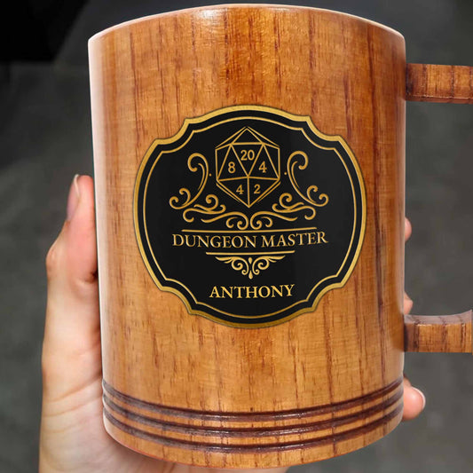 Dungeon Master With D20 Dice And Shield Emblem