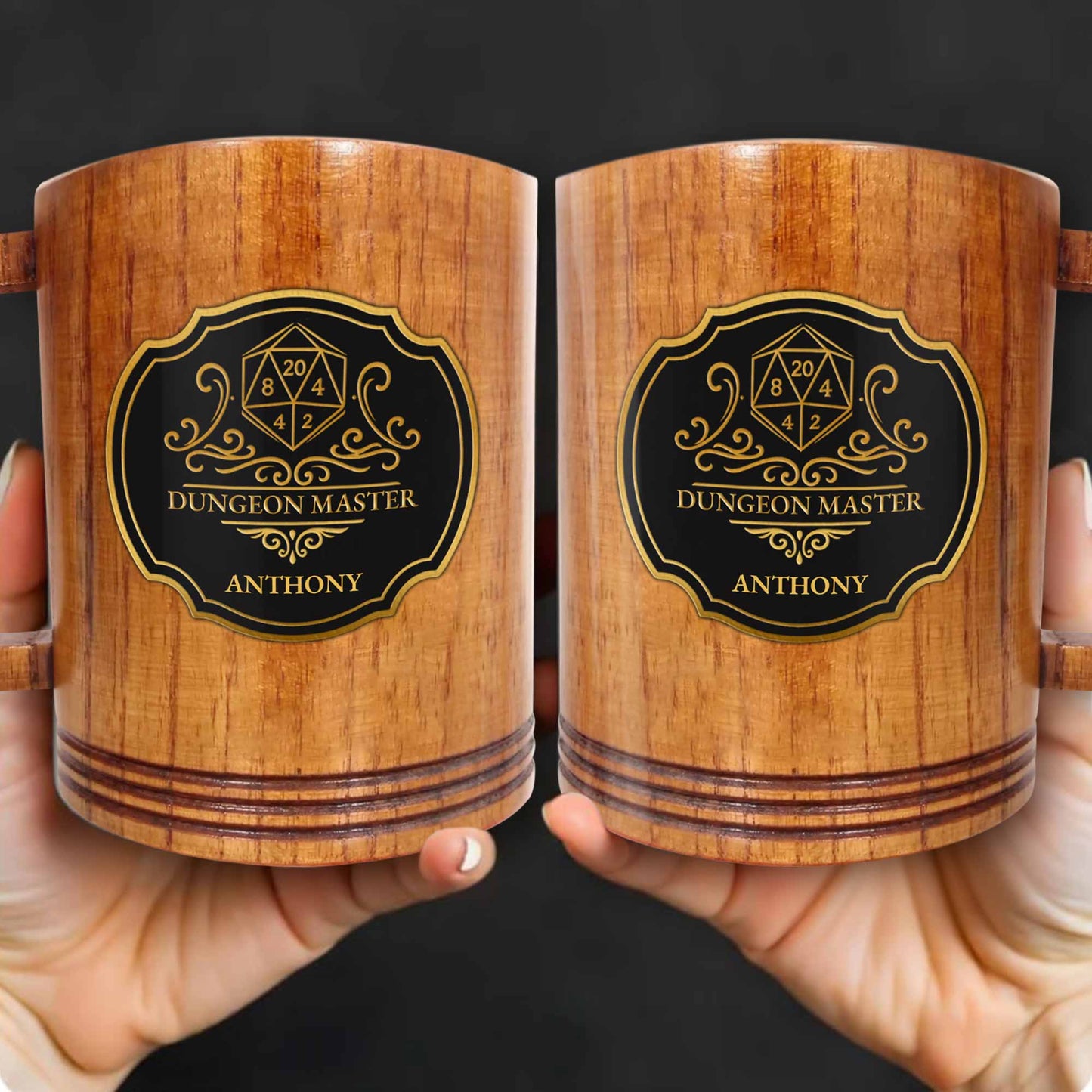 Dungeon Master With D20 Dice And Shield Emblem