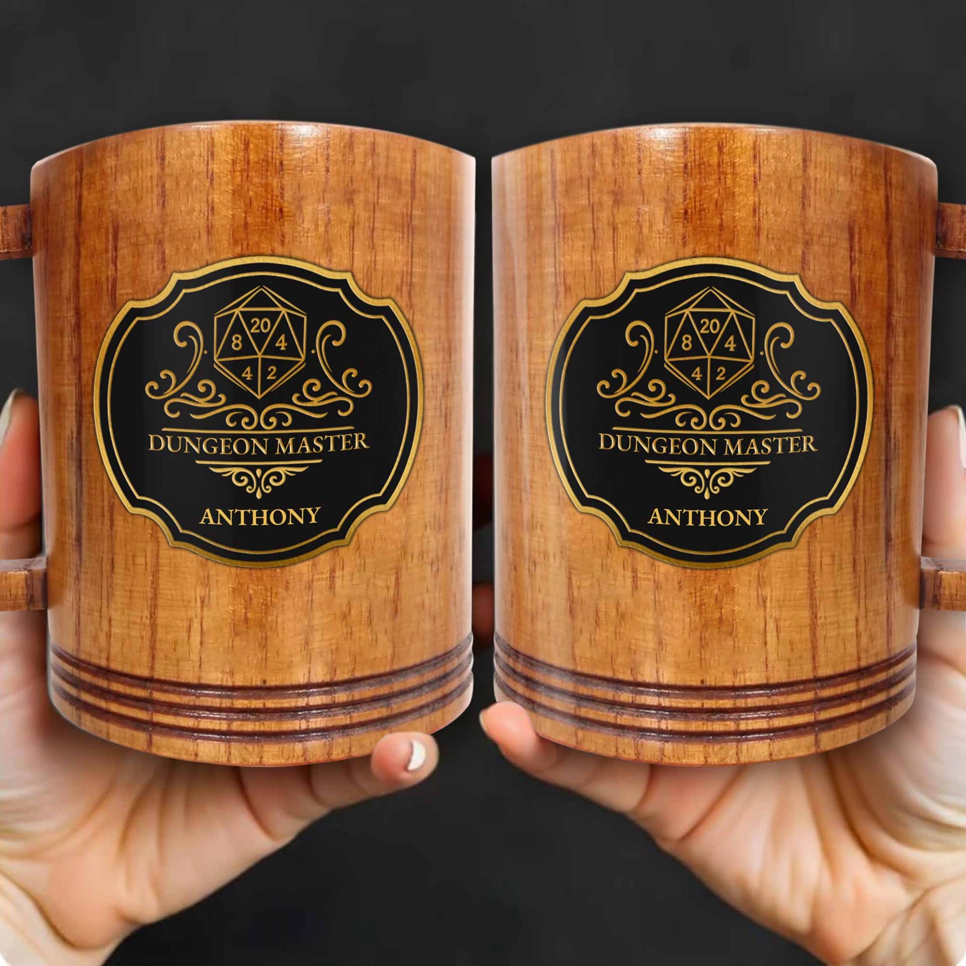 Dungeon Master With D20 Dice And Shield Emblem