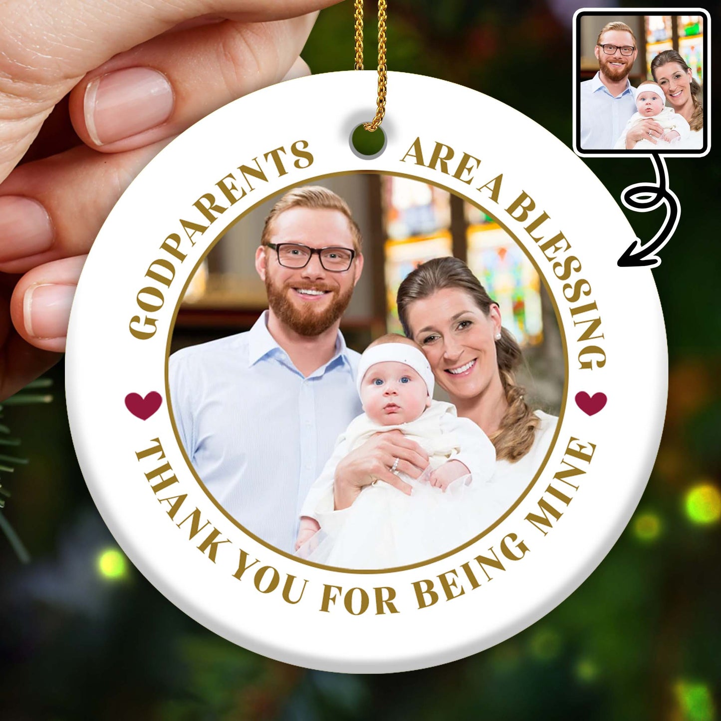 Godparents Are A Blessing, Thank You For Being Mine, Hearts, Family Photo