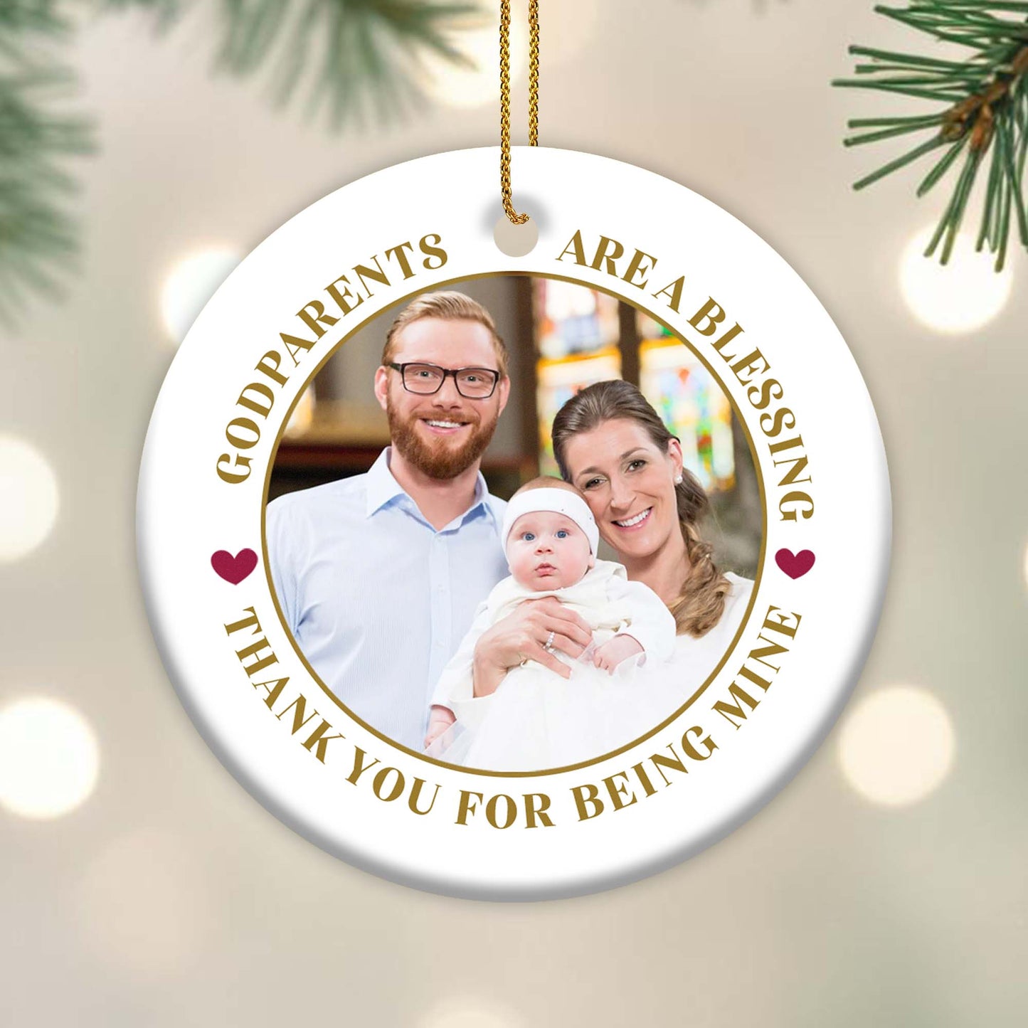 Godparents Are A Blessing, Thank You For Being Mine, Hearts, Family Photo