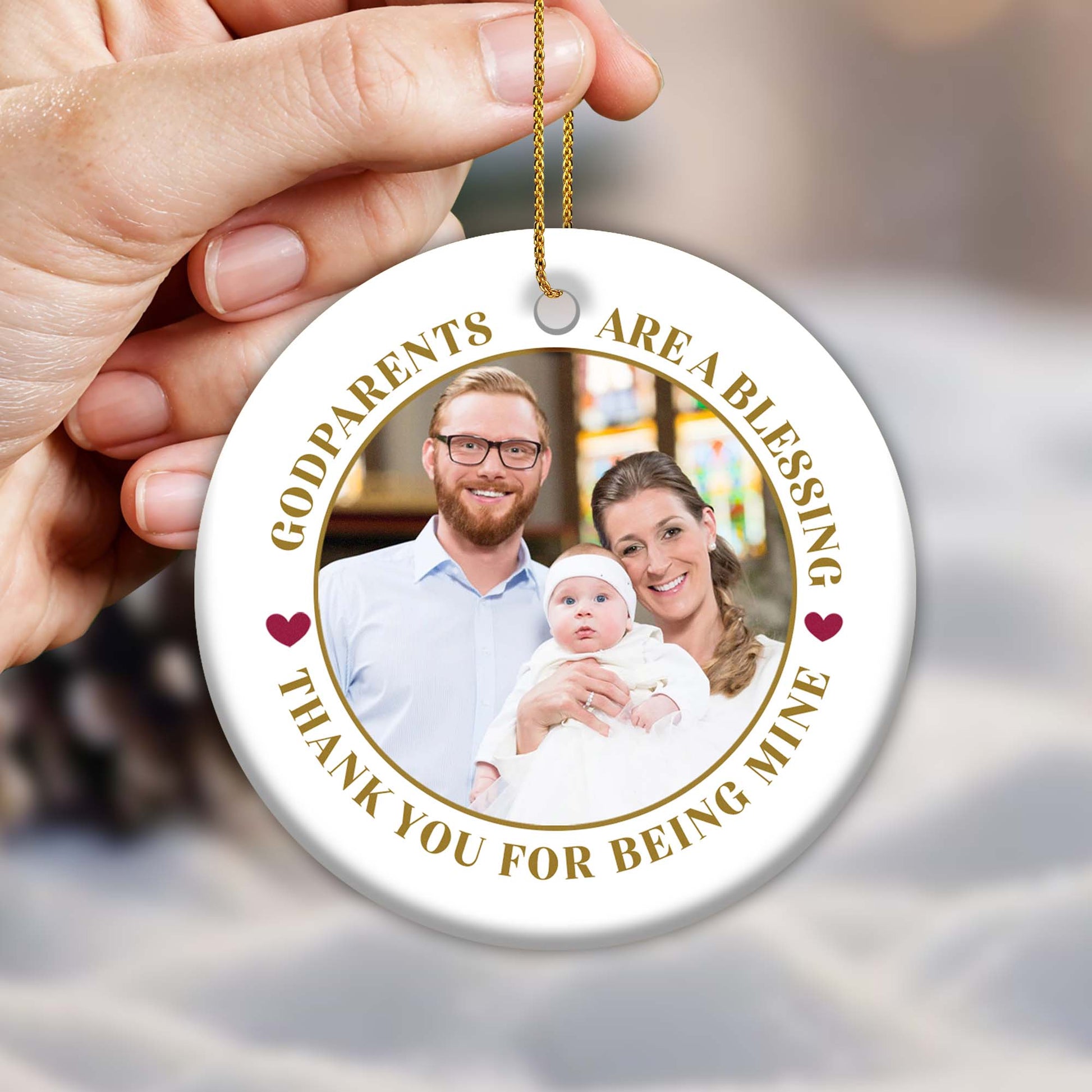 Godparents Are A Blessing, Thank You For Being Mine, Hearts, Family Photo