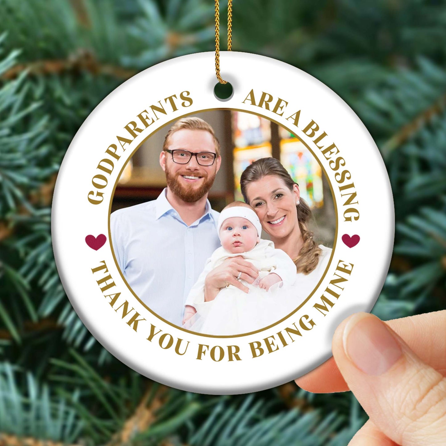 Godparents Are A Blessing, Thank You For Being Mine, Hearts, Family Photo